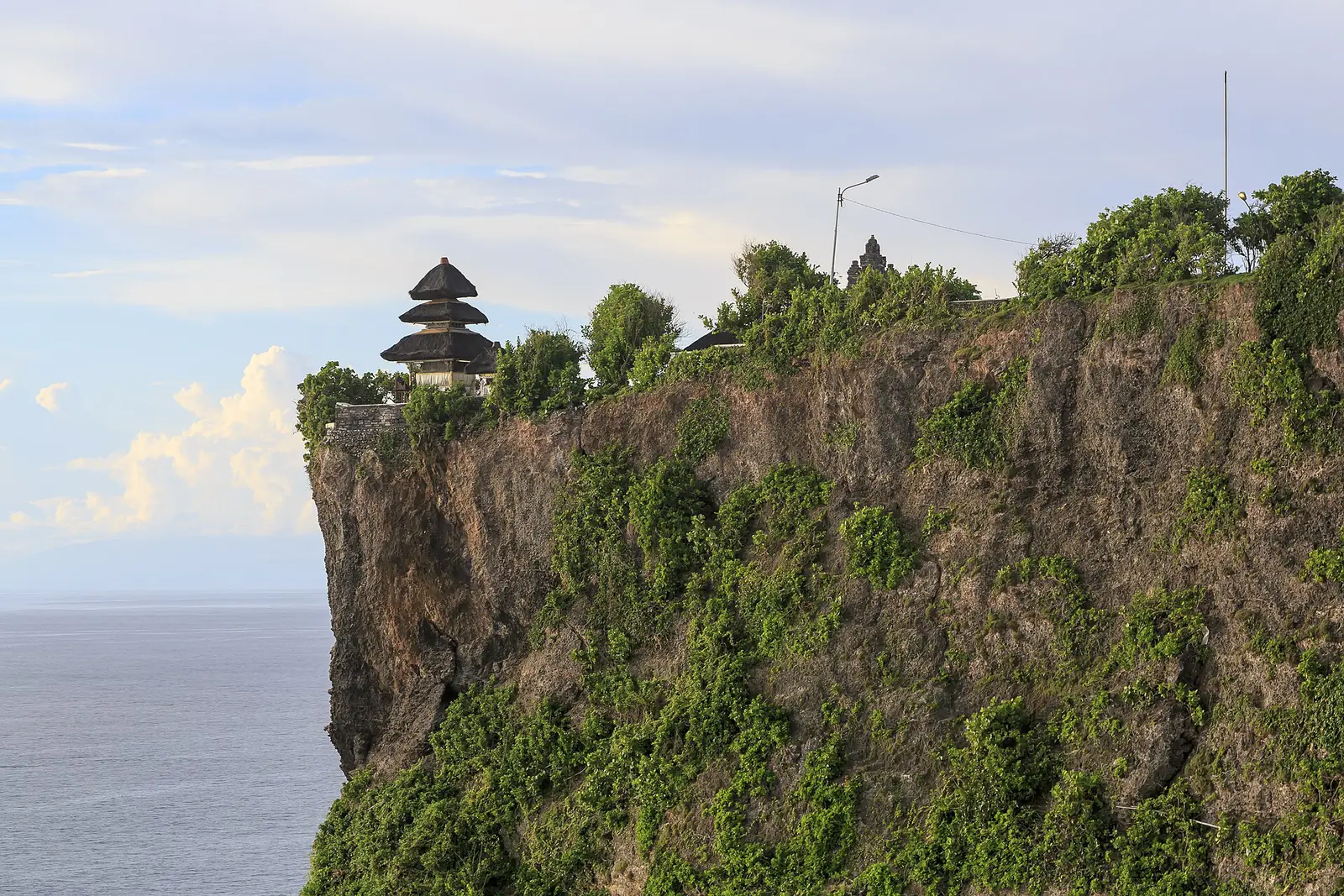 Pura Luhur Uluwatu on the edge of its limestone cliff, high above the Indian Ocean